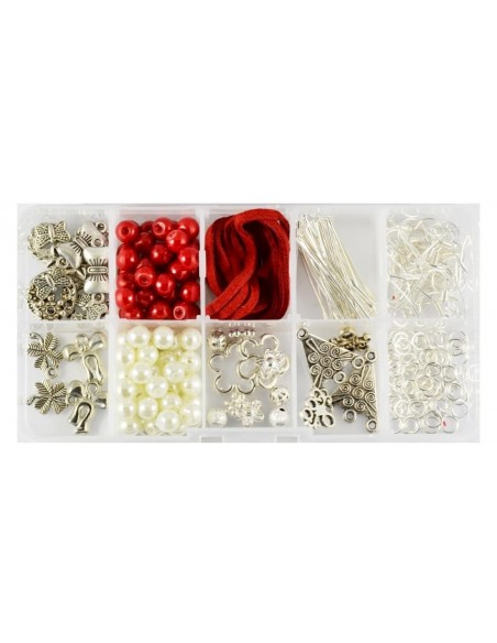 sympathy Pat Great Barrier Reef Kit 200 componente margele rosii/albe si accesorii pentru confectionare  bijuterii