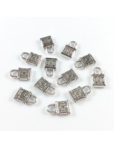 3xCharm argintiu lacat 11x6mm