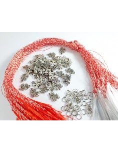 Kit 100 Martisoare trifoi argintiu, snur si ambalaj