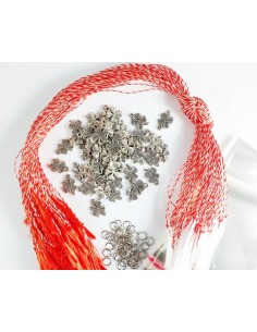 Kit 100 Martisoare trifoi argintiu, snur si ambalaj 2