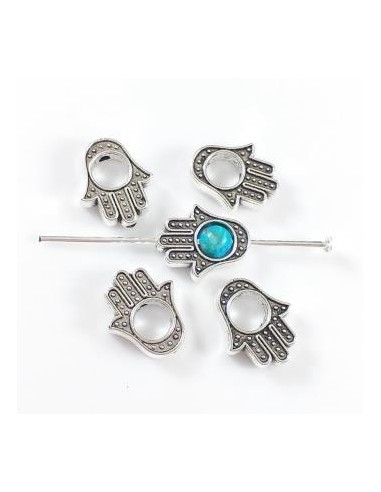 2xDistantier argintiu mana Hamsa 12x10mm