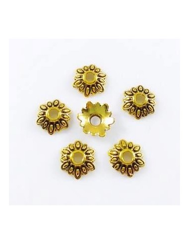 10 Capacele decorative aurii floare 8 mm