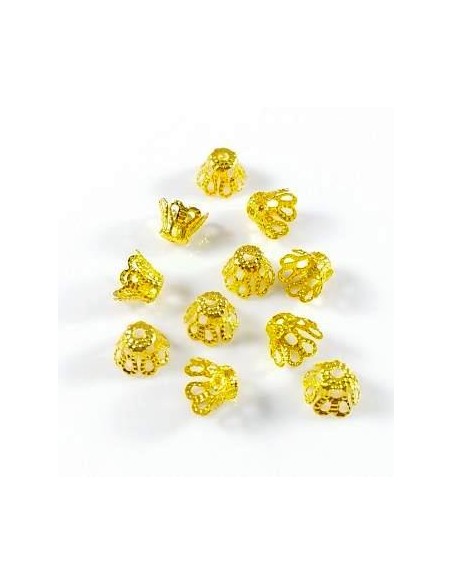 10 Capacele decorative aurii conice 7x5 mm