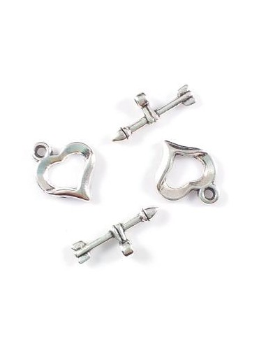 Inchizatoare argintie toggle inima 18mm