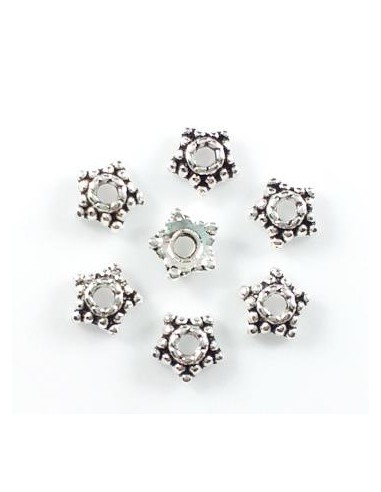 20 Capacele decorative argintii stea 5.5x2mm