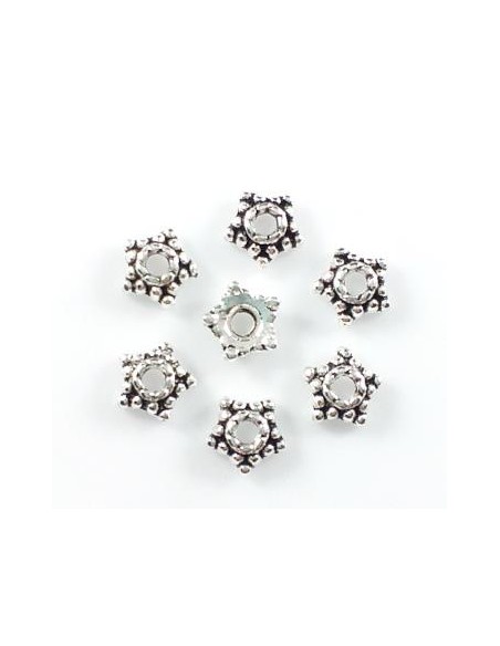 20 Capacele decorative argintii stea 5.5x2mm