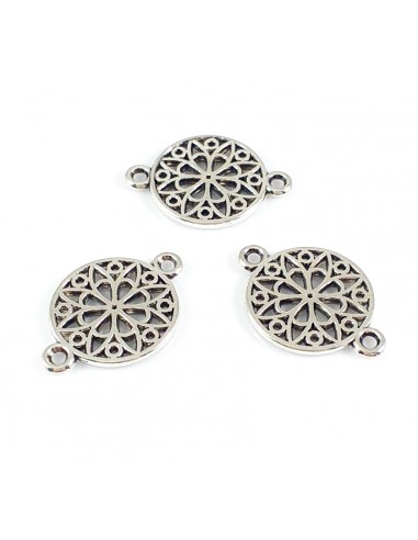3xLink argintiu rotund floral 20x15mm