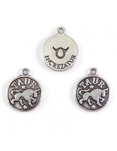 Charm argintiu banut zodia Taur 12 mm