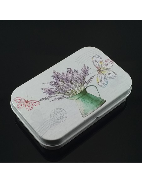 Cutie metalica decor lavanda 95x60x20mm