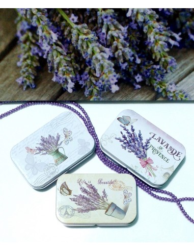 Cutie metalica decor lavanda 95x60x20mm
