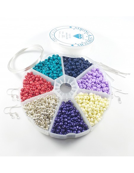 Kit 2300 margele, accesorii metalice argintii, guta si cutie