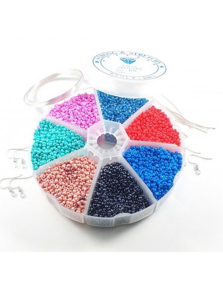 Kit 12300 margele, accesorii metalice argintii, guta si cutie