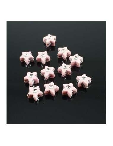 10 Margele stea roz 7mm