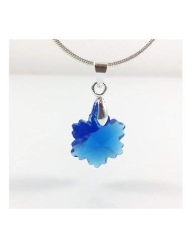 Pandantiv cristal floare fatetata cobalt 14 mm