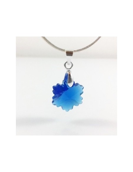 Pandantiv cristal floare fatetata cobalt 14 mm