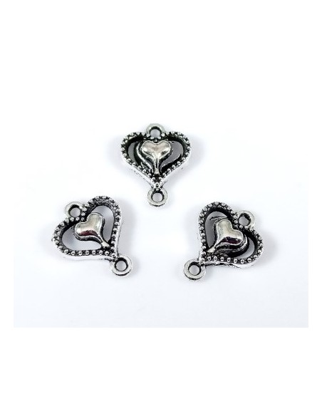 Link argintiu antichizat inima 15.5x12mm