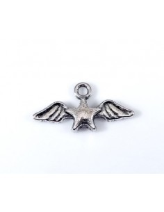 Charm argintiu antichizat aripi/stea 23 x 12 mm