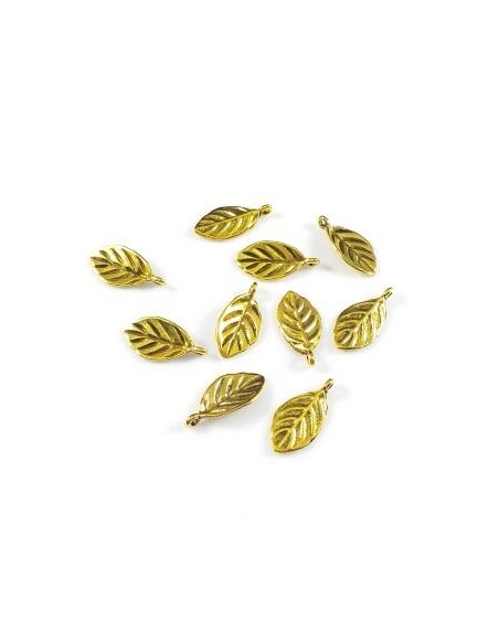 3xCharm auriu frunza 16x8mm