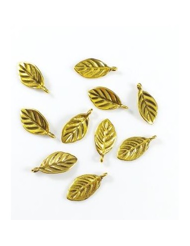 3xCharm auriu frunza 16x8mm