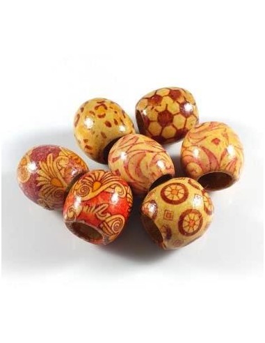 Mix margele rotunde lemn cu model 16...