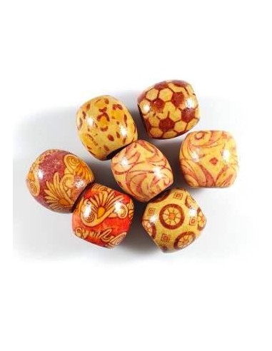 Mix margele rotunde lemn cu model 16...