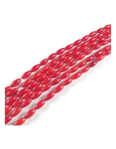 5xCoral rosu bob de orez 9x3.5mm