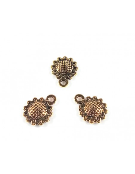 Charm auriu antichizat floare 12 x 9 mm