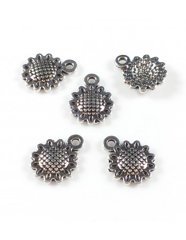 3xCharm argintiu floarea soarelui 12x9mm