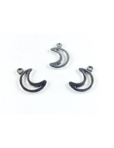 2xCharm argintiu semiluna 17 x 11 mm