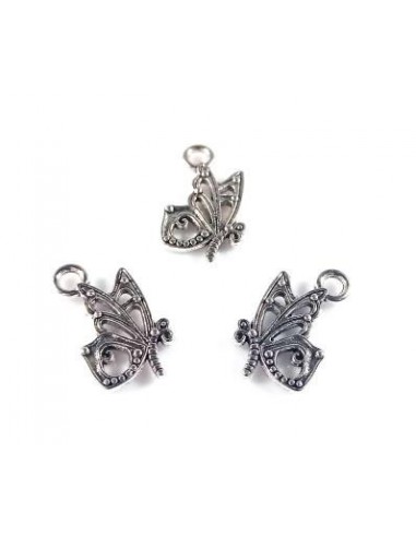 2xCharm argintiu antichizat fluture...