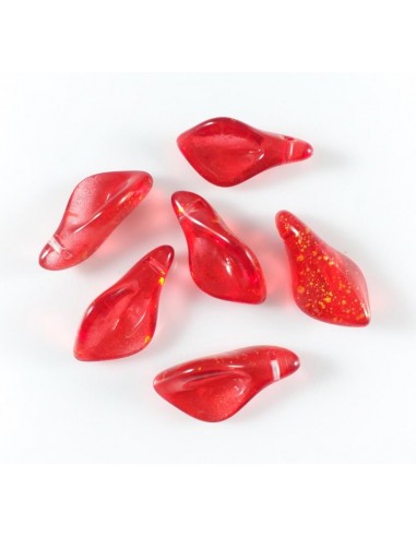 2 Margele sticla cala glitter 18x9mm