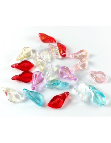 2 Margele sticla cala glitter 18x9mm