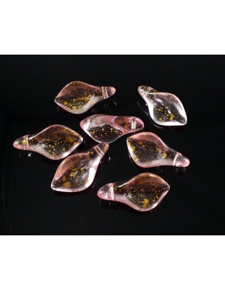 Margele sticla cala glitter 18 x 9 mm