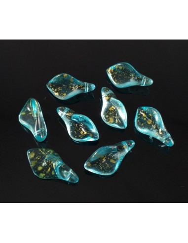 Margele sticla cala glitter 18 x 9 mm