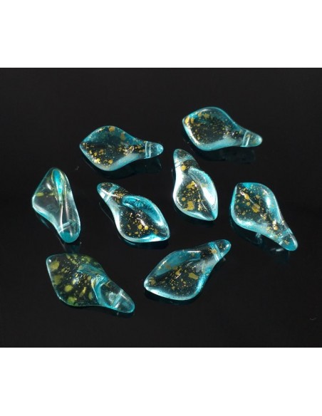 Margele sticla cala glitter 18 x 9 mm