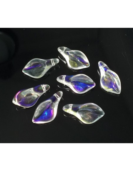 Margele sticla cala glitter 18 x 9 mm