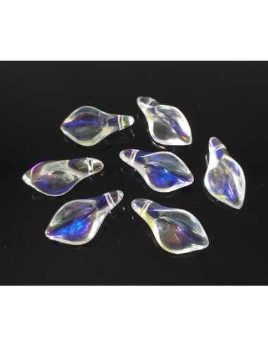 2 Margele sticla cala glitter 18x9mm