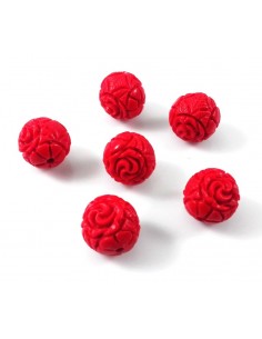 Margele cinnabar (cinabru) sferic model flori 10 mm