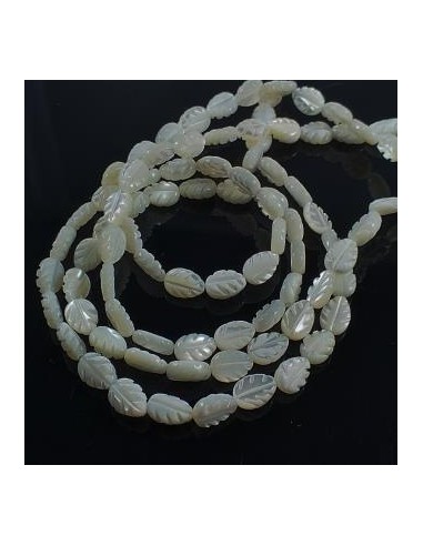 2xMargele sidef alb frunza 9x6mm