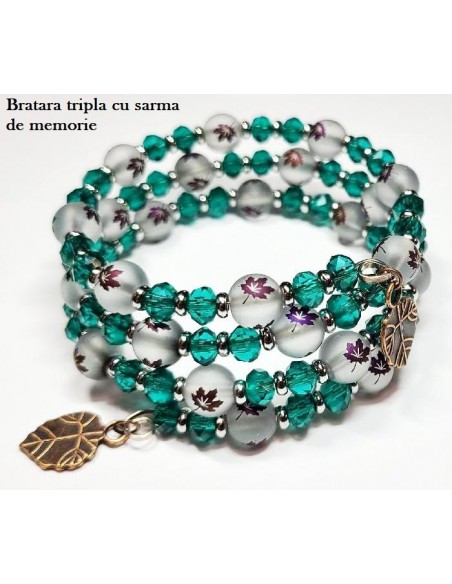 Margele sferice sticla mata cu frunze de artar 8 mm