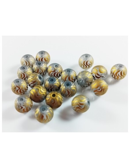 4 Margele sferice sticla mata cu model 8mm
