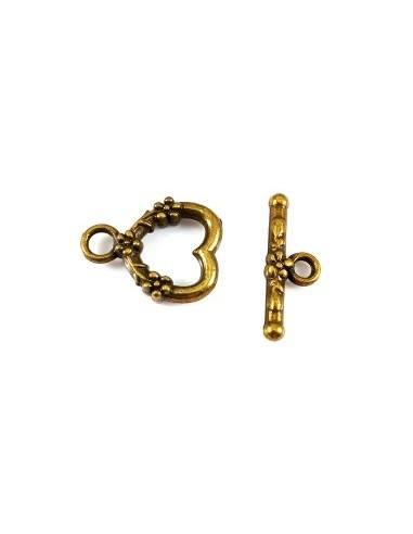Inchizatoare bronz toggle inima 18x14mm