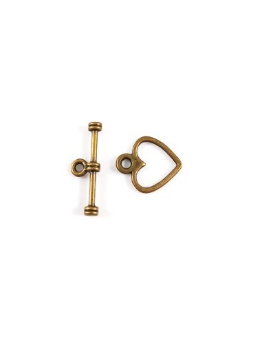 Inchizatoare bronz toggle inima 14x12mm