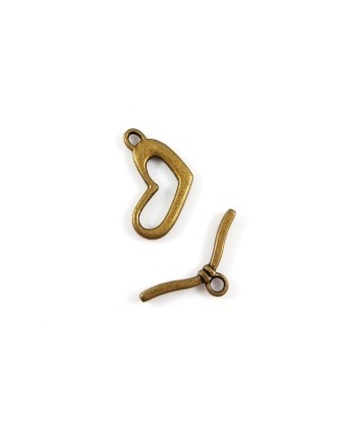 Inchizatoare bronz toggle inima 22x12mm