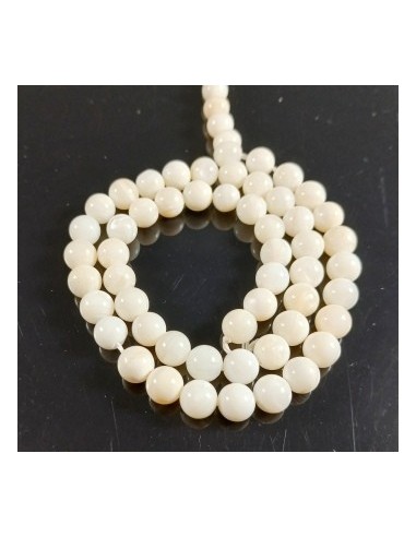 10 Margele sidef sfere alb laptos 6.5mm