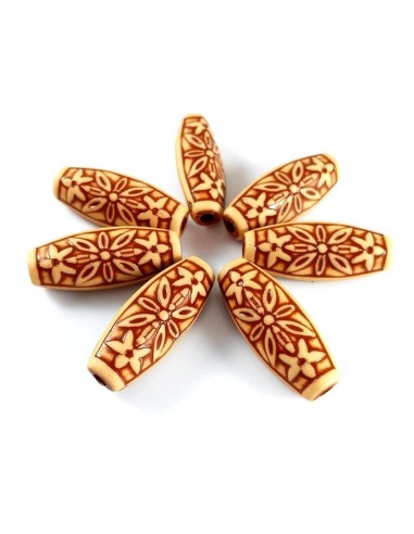 6 Margele masive cu flori 29 x 12 x 9 mm