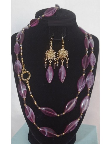 4xMargele mov imitatie ametist 28x12mm