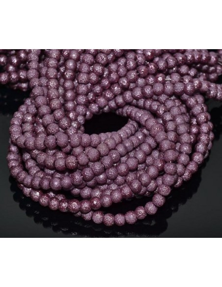 10 Perle sticla creponata stardust 4 mm - roz