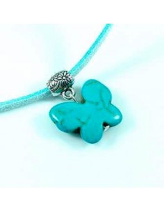 Pandantiv fluture turcoaz 25 mm cu agatatoare