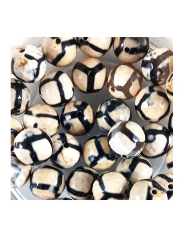 2 Agate tibetane rotunde10mm